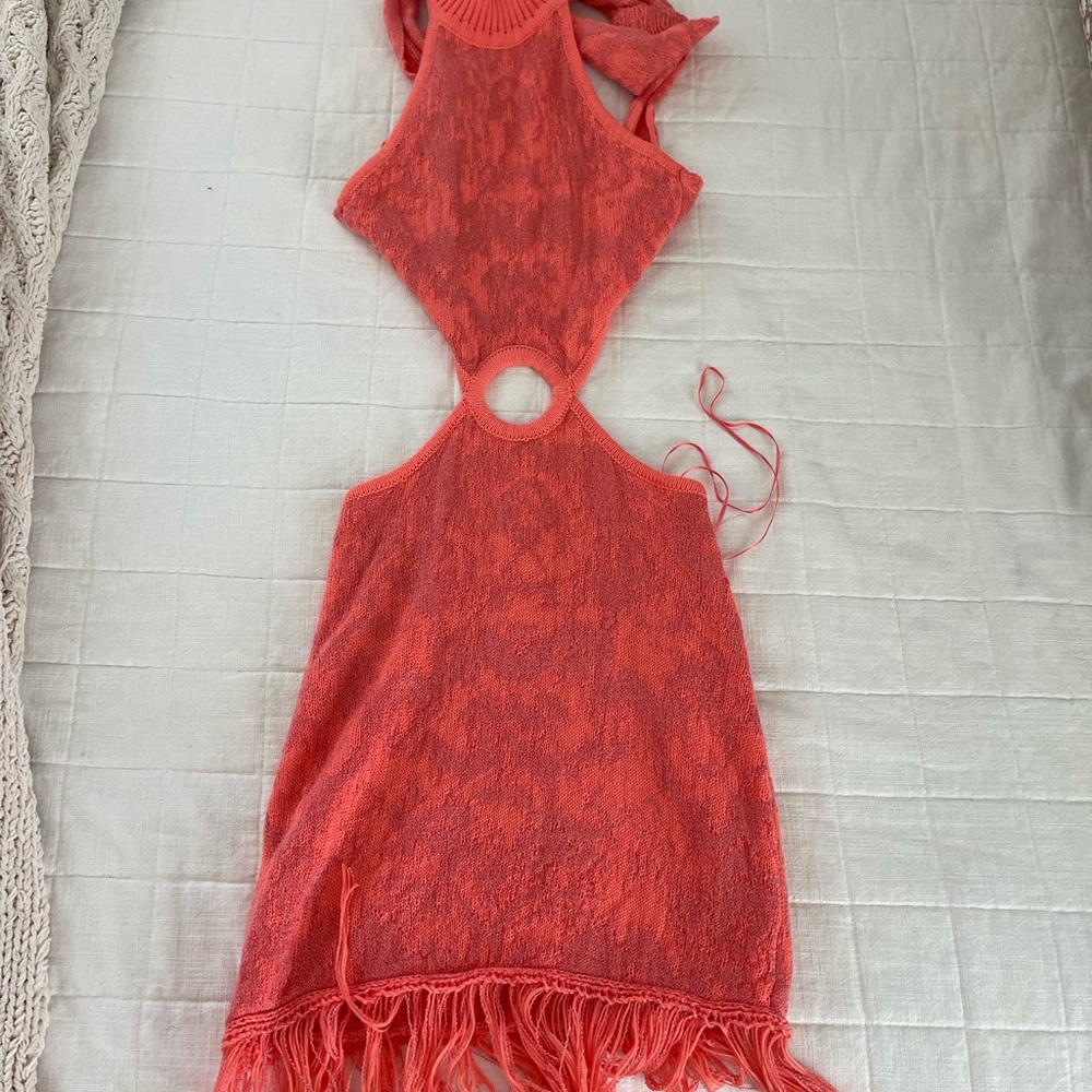 Lush Vibrant Coral Knit Dress